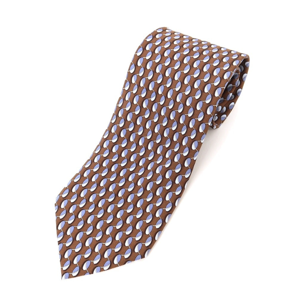 【中古】エルメネジルドゼニア Ermenegildo Zegna プリント 3つ折り シルク ネクタイ ブラウン【BRW】【S/S/A/W】【状態ランクB】【メンズ】【769071】