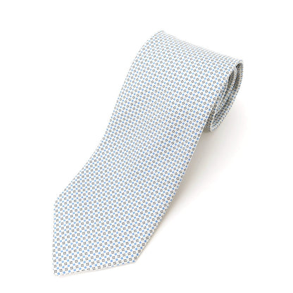 [Used] Ermenegildo Zegna Dot &amp;amp; Small Pattern Tri-Fold Silk Tie White x Blue [WHT] [S/S/A/W] [Condition Rank B] ​​[Men&
