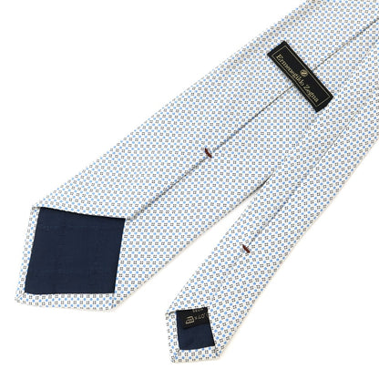 [Used] Ermenegildo Zegna Dot &amp;amp; Small Pattern Tri-Fold Silk Tie White x Blue [WHT] [S/S/A/W] [Condition Rank B] ​​[Men&