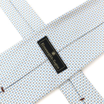 [Used] Ermenegildo Zegna Dot &amp;amp; Small Pattern Tri-Fold Silk Tie White x Blue [WHT] [S/S/A/W] [Condition Rank B] ​​[Men&