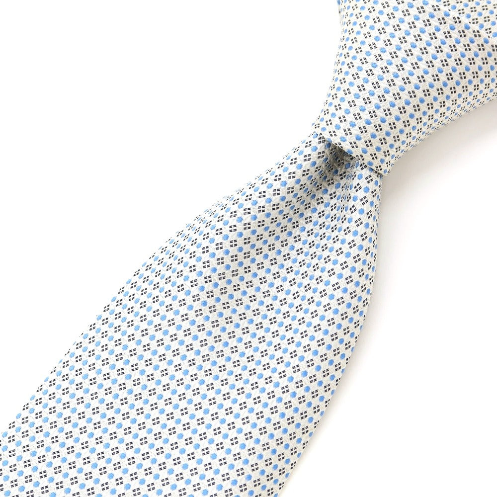 [Used] Ermenegildo Zegna Dot &amp;amp; Small Pattern Tri-Fold Silk Tie White x Blue [WHT] [S/S/A/W] [Condition Rank B] ​​[Men&