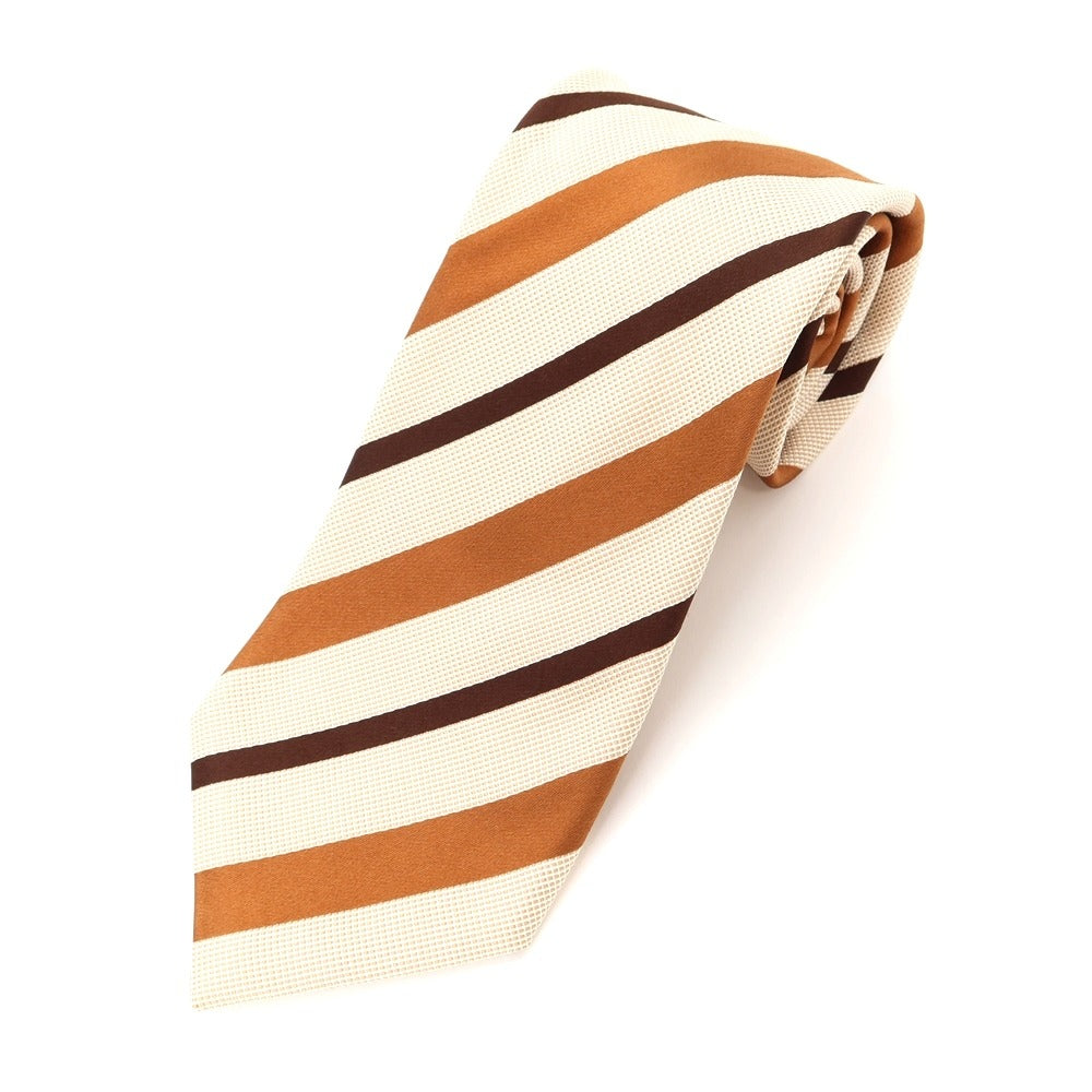 【中古】エルメネジルドゼニア Ermenegildo Zegna ストライプ シルクコットン ネクタイ ベージュxブラウン【BEI】【S/S/A/W】【状態ランクB】【メンズ】【769071】