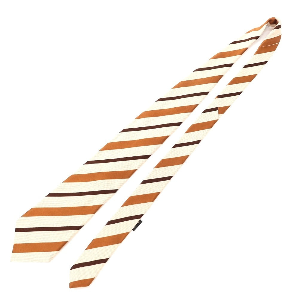 【中古】エルメネジルドゼニア Ermenegildo Zegna ストライプ シルクコットン ネクタイ ベージュxブラウン【BEI】【S/S/A/W】【状態ランクB】【メンズ】【769071】