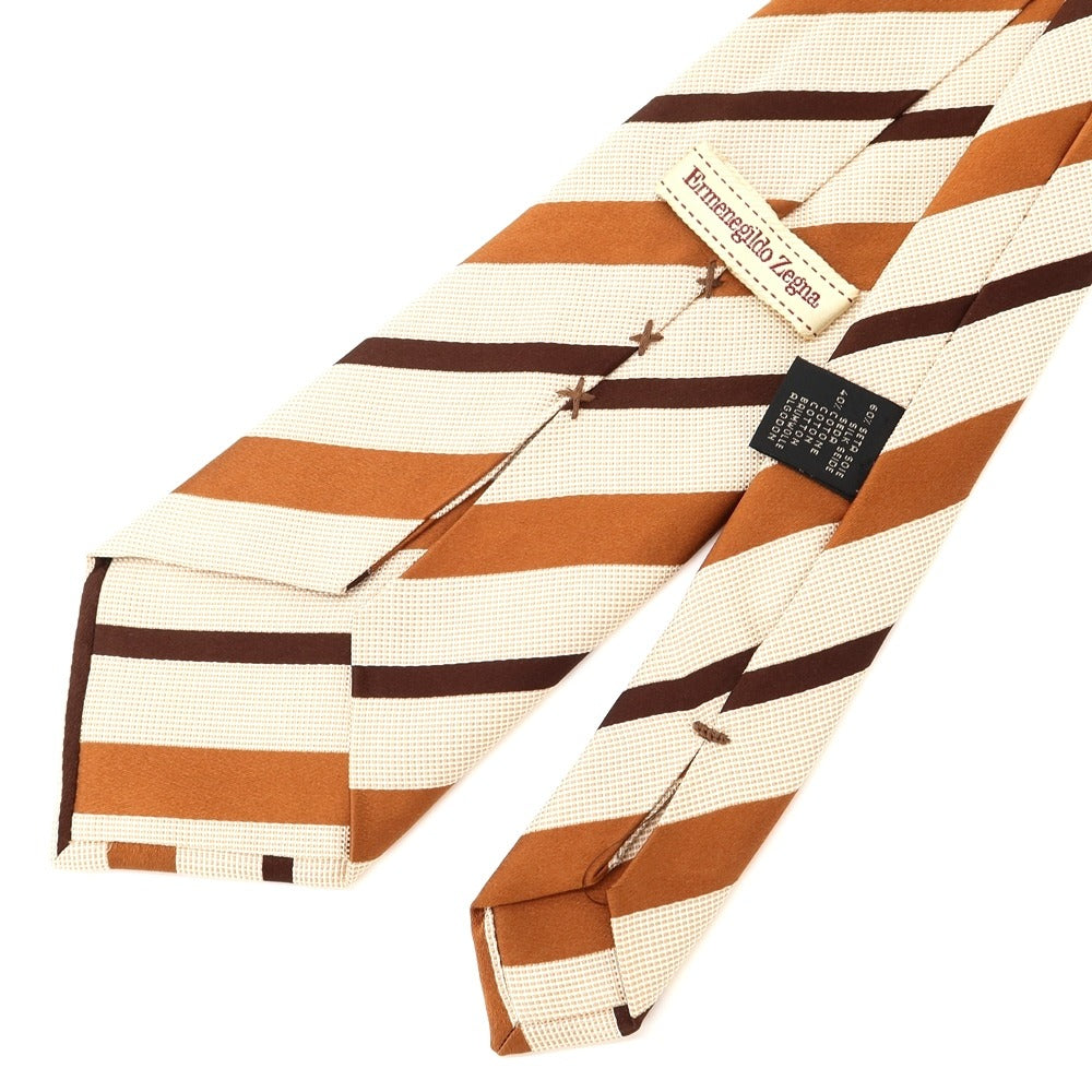 [Used] Ermenegildo Zegna Striped Silk Cotton Tie Beige x Brown [BEI] [S/S/A/W] [Condition Rank B] ​​[Men&
