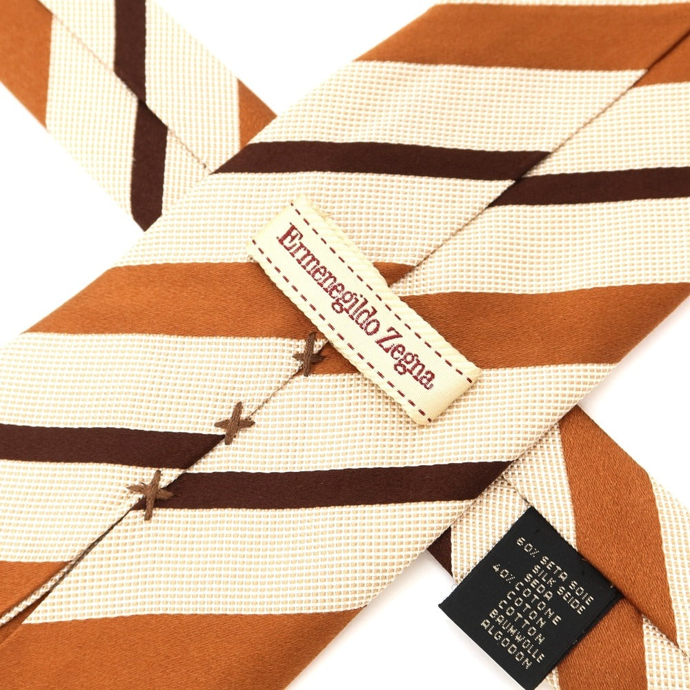 [Used] Ermenegildo Zegna Striped Silk Cotton Tie Beige x Brown [BEI] [S/S/A/W] [Condition Rank B] ​​[Men&