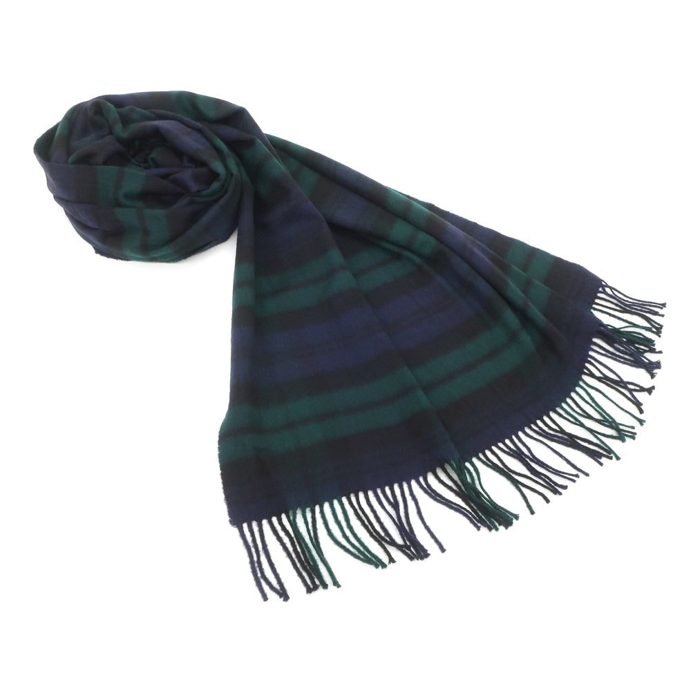 【中古】ジョンストンズ JOHNSTONS カシミヤ チェック 大判ストール ネイビーxグリーン【NVY】【A/W】【状態ランクA】【ユニセックス】【768977】