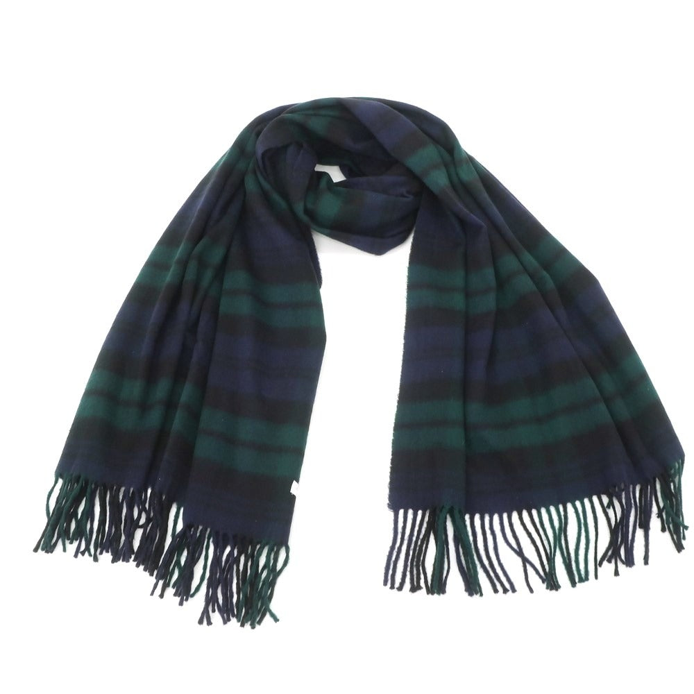 【中古】ジョンストンズ JOHNSTONS カシミヤ チェック 大判ストール ネイビーxグリーン【NVY】【A/W】【状態ランクA】【ユニセックス】【768977】