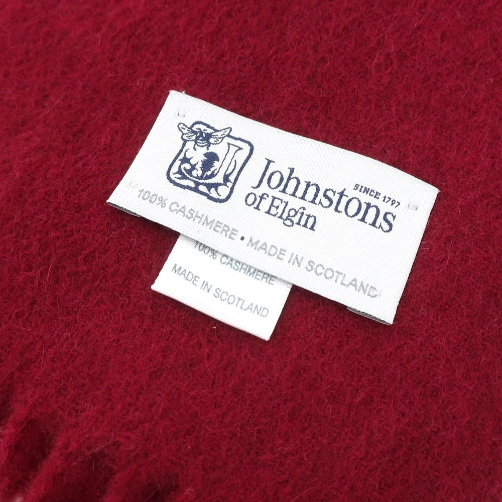 中古】ジョンストンズ JOHNSTONS カシミヤ フリンジマフラー マルーン