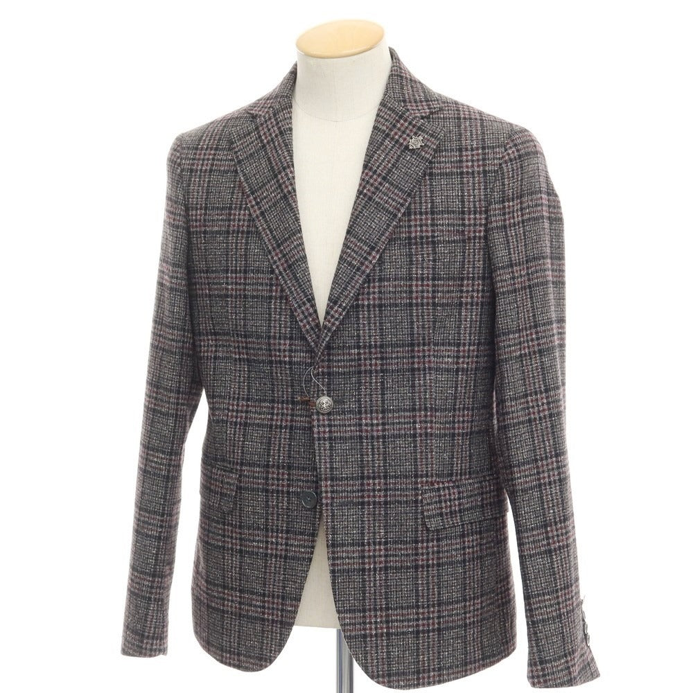 [New] KARL MOMMOO Polyester Tweed 2B Casual Jacket Gray x Bordeaux [Size 44] [GRY] [A/W] [Condition Rank N] [Men&