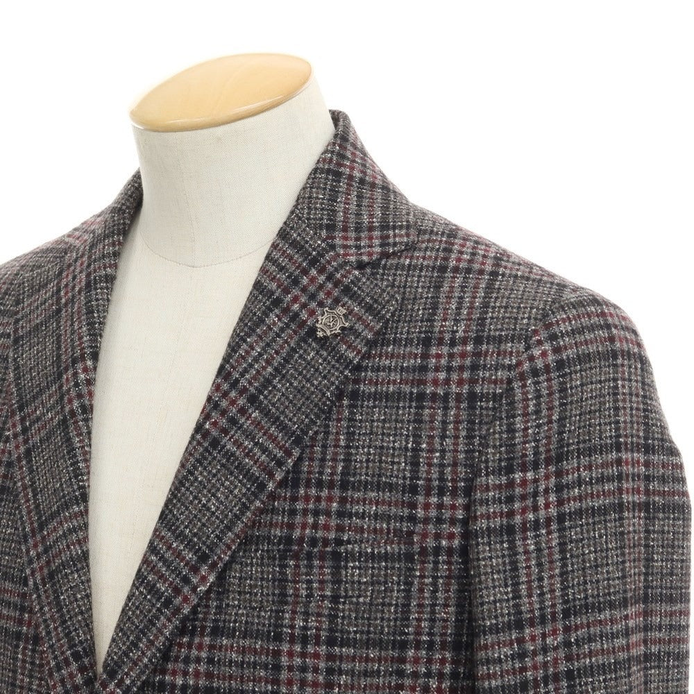 [New] KARL MOMMOO Polyester Tweed 2B Casual Jacket Gray x Bordeaux [Size 44] [GRY] [A/W] [Condition Rank N] [Men&