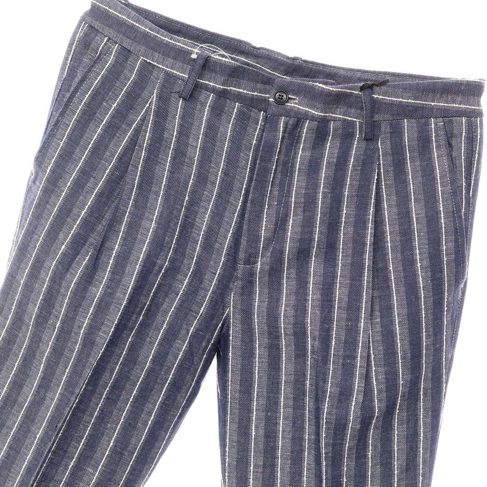 [New Outlet] KARL MOMMOO Linen Cotton Striped Casual Slacks Pants Navy x White [Size 48] [NVY] [S/S] [Condition Rank N-] [Men&