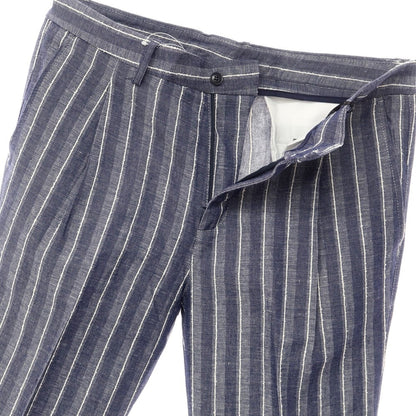 [New Outlet] KARL MOMMOO Linen Cotton Striped Casual Slacks Pants Navy x White [Size 48] [NVY] [S/S] [Condition Rank N-] [Men&