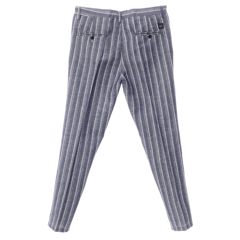 [New Outlet] KARL MOMMOO Linen Cotton Striped Casual Slacks Pants Navy x White [Size 48] [NVY] [S/S] [Condition Rank N-] [Men&