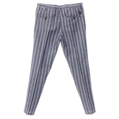 [New Outlet] KARL MOMMOO Linen Cotton Striped Casual Slacks Pants Navy x White [Size 48] [NVY] [S/S] [Condition Rank N-] [Men&