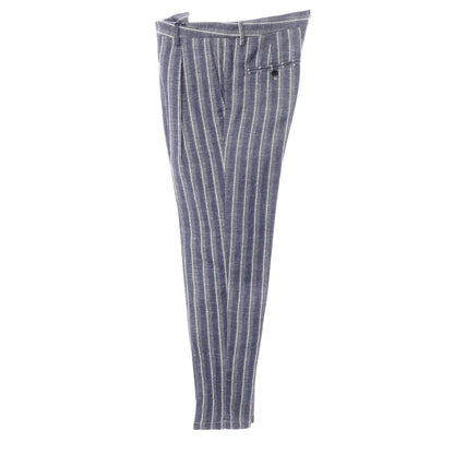 [New Outlet] KARL MOMMOO Linen Cotton Striped Casual Slacks Pants Navy x White [Size 48] [NVY] [S/S] [Condition Rank N-] [Men&