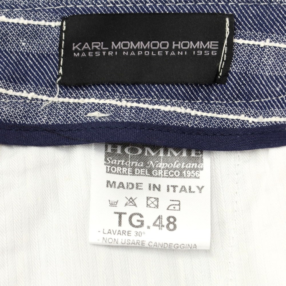 [New Outlet] KARL MOMMOO Linen Cotton Striped Casual Slacks Pants Navy x White [Size 48] [NVY] [S/S] [Condition Rank N-] [Men&
