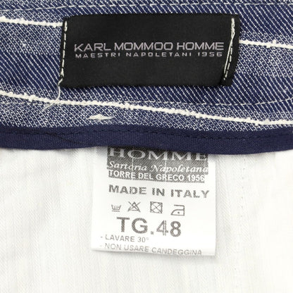 [New Outlet] KARL MOMMOO Linen Cotton Striped Casual Slacks Pants Navy x White [Size 48] [NVY] [S/S] [Condition Rank N-] [Men&