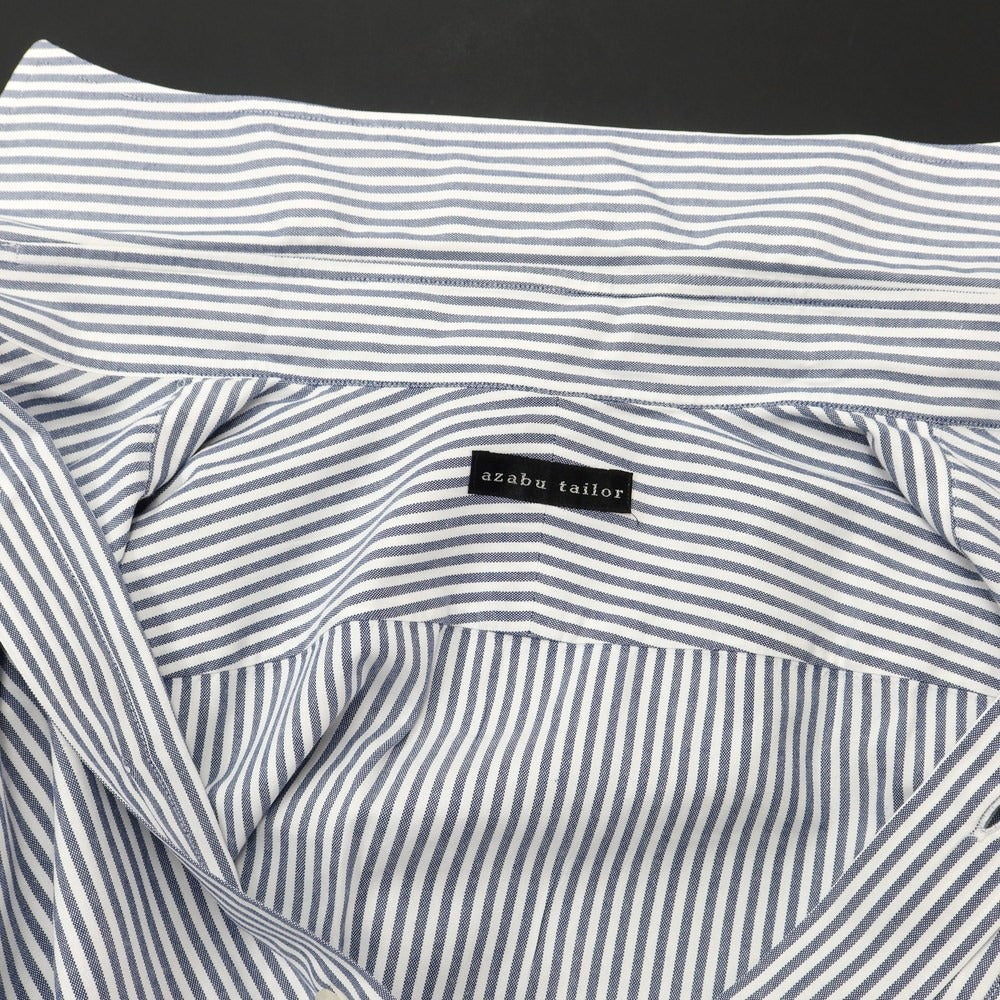 [Used] azabu tailor cotton striped dress shirt, white x navy [size not specified (approximately L)] [NVY] [S/S/A/W] [Condition rank B] ​​[Men&