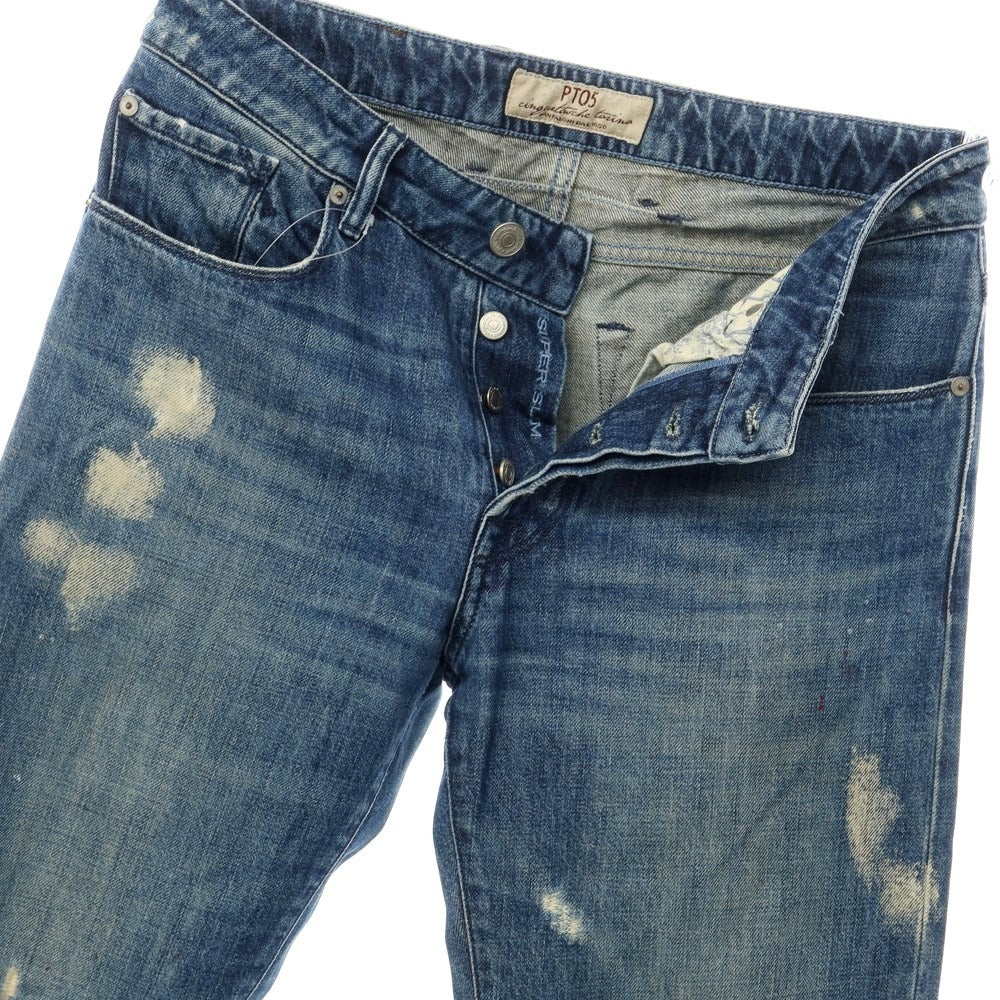 【新品】ピーティーゼロチンクエ PT05 ダメージ＆ブリーチ加工 デニムパンツ ジーンズ ネイビー【サイズ32】【NVY】【S/S/A/W】【状態ランクN】【メンズ】【769174】