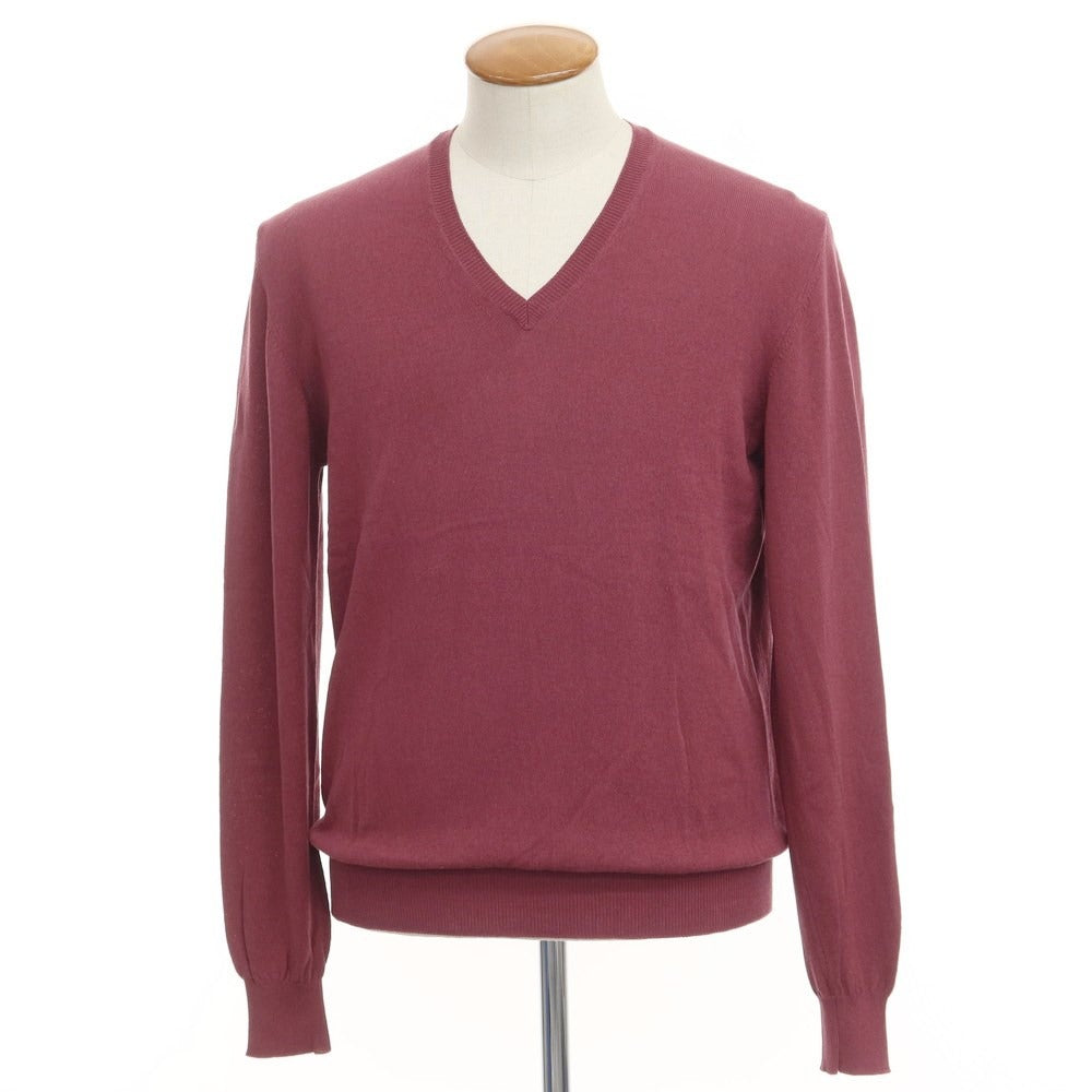 [Used] ZANONE High Gauge Cotton V-neck Knit, Wine [Size 48] [RED] [S/S] [Condition Rank B] ​​[Men&