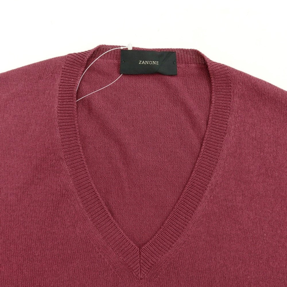 [Used] ZANONE High Gauge Cotton V-neck Knit, Wine [Size 48] [RED] [S/S] [Condition Rank B] ​​[Men&