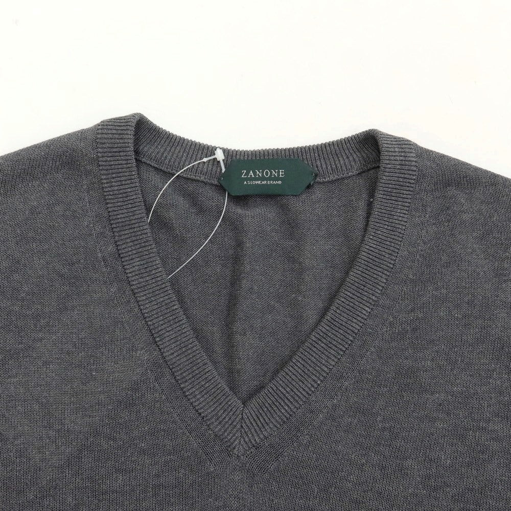 [Used] ZANONE High Gauge Cotton V-neck Knit Grey [Size 48] [GRY] [S/S] [Condition Rank B] ​​[Men&