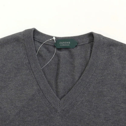 [Used] ZANONE High Gauge Cotton V-neck Knit Grey [Size 48] [GRY] [S/S] [Condition Rank B] ​​[Men&