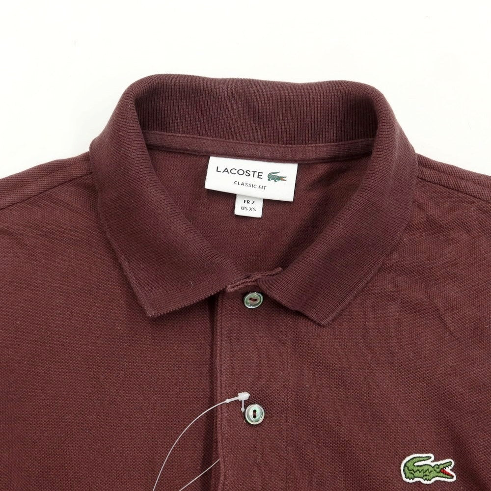 [Used] LACOSTE Pique Cotton Long Sleeve Polo Shirt Red Brown [Size 2/XS] [BRW] [S/S/A/W] [Condition Rank C] [Men&