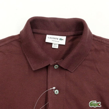 [Used] LACOSTE Pique Cotton Long Sleeve Polo Shirt Red Brown [Size 2/XS] [BRW] [S/S/A/W] [Condition Rank C] [Men&