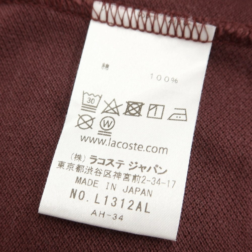 [Used] LACOSTE Pique Cotton Long Sleeve Polo Shirt Red Brown [Size 2/XS] [BRW] [S/S/A/W] [Condition Rank C] [Men&