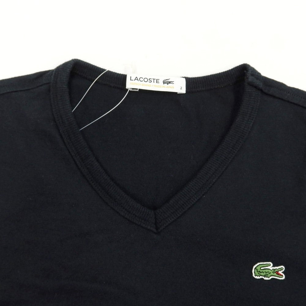 [Used] LACOSTE Cotton V-neck T-shirt Black [Size 2] [BLK] [S/S] [Condition Rank B] ​​[Men&