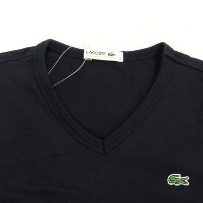 [Used] LACOSTE Cotton V-neck T-shirt Black [Size 2] [BLK] [S/S] [Condition Rank B] ​​[Men&
