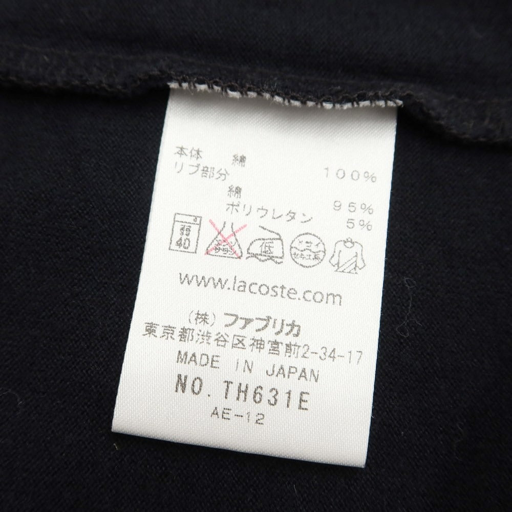 [Used] LACOSTE Cotton V-neck T-shirt Black [Size 2] [BLK] [S/S] [Condition Rank B] ​​[Men&