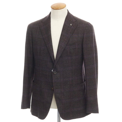 [Used] TAGLIATORE wool nylon check 2B tailored jacket brown gray x purple [size 48] [GRY] [A/W] [Condition rank B] ​​[Men&