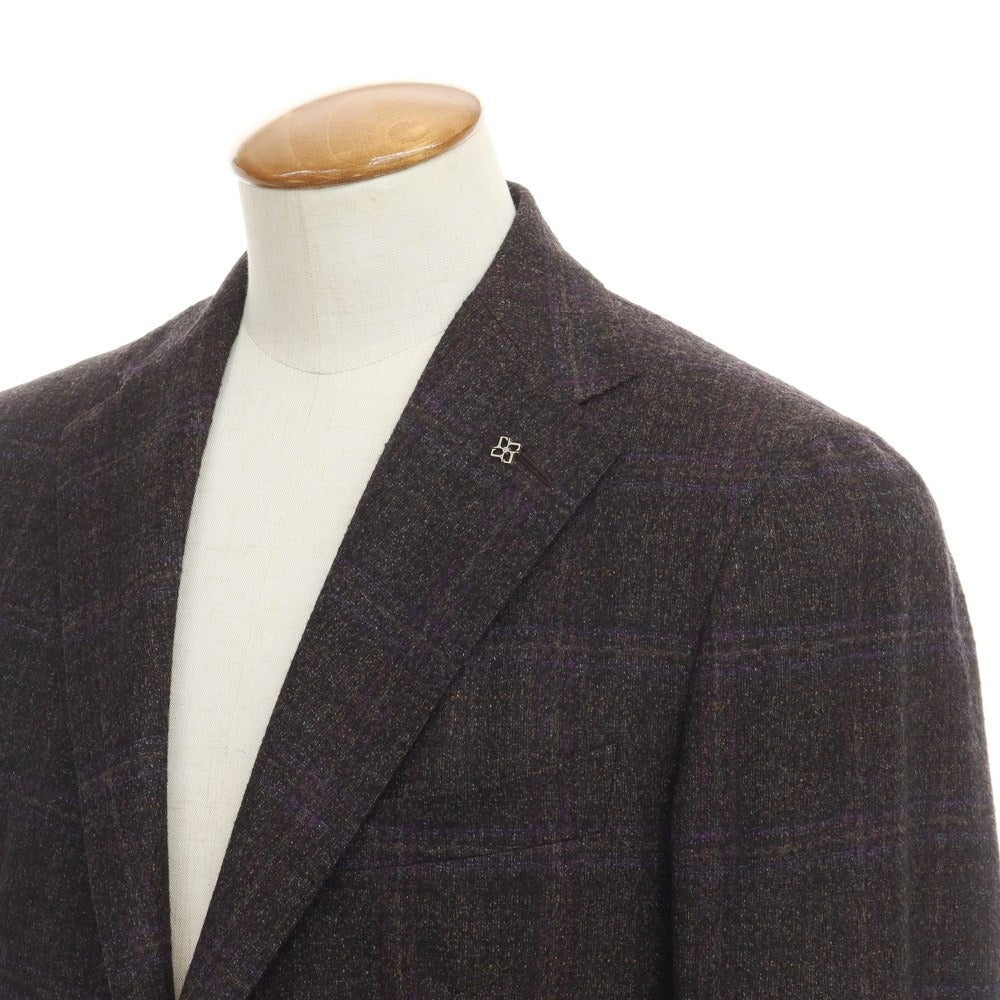 [Used] TAGLIATORE wool nylon check 2B tailored jacket brown gray x purple [size 48] [GRY] [A/W] [Condition rank B] ​​[Men&