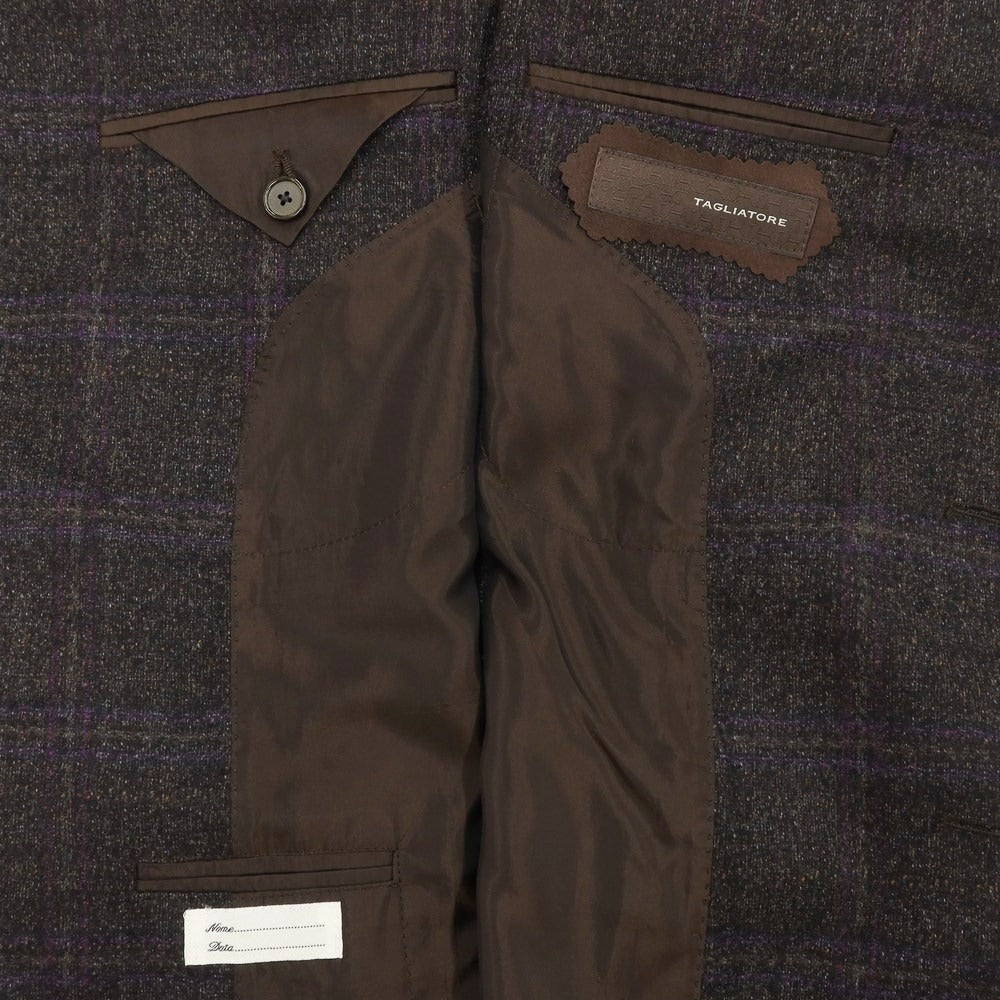 [Used] TAGLIATORE wool nylon check 2B tailored jacket brown gray x purple [size 48] [GRY] [A/W] [Condition rank B] ​​[Men&