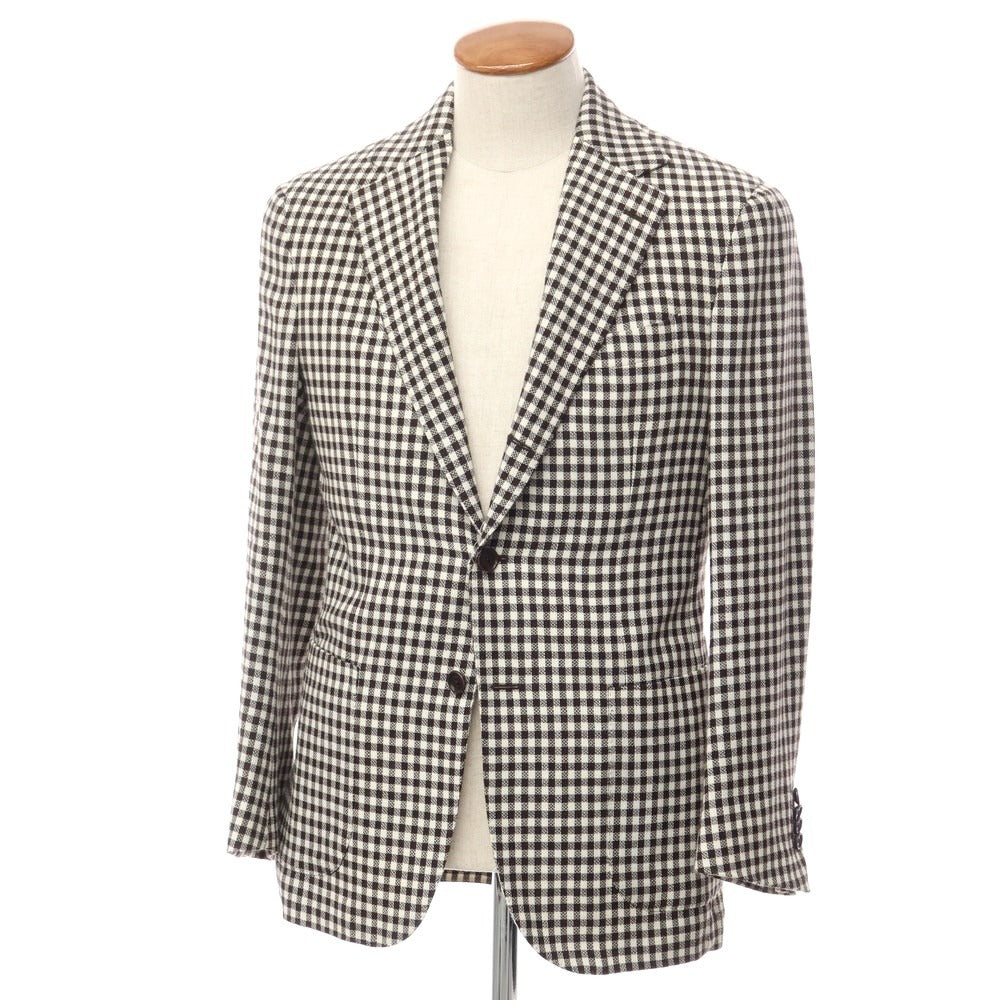 [Used] DE PETRILLO Wool cotton check 3B tailored jacket brown x white [Size 46] [BRW] [S/S] [Condition rank B] [Men&