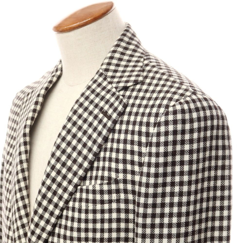 [Used] DE PETRILLO Wool cotton check 3B tailored jacket brown x white [Size 46] [BRW] [S/S] [Condition rank B] [Men&