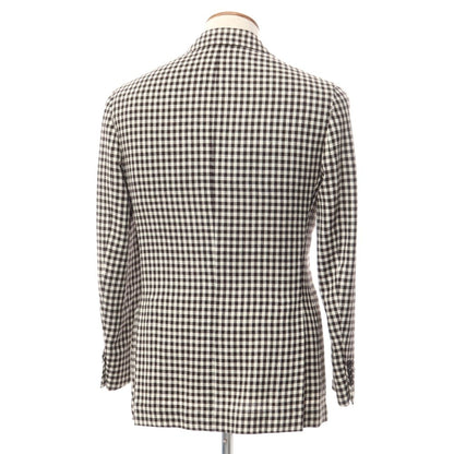 [Used] DE PETRILLO Wool cotton check 3B tailored jacket brown x white [Size 46] [BRW] [S/S] [Condition rank B] [Men&