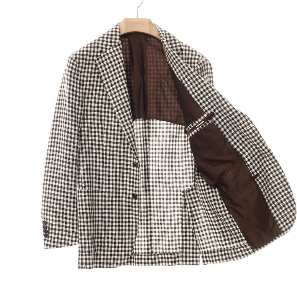 [Used] DE PETRILLO Wool cotton check 3B tailored jacket brown x white [Size 46] [BRW] [S/S] [Condition rank B] [Men&