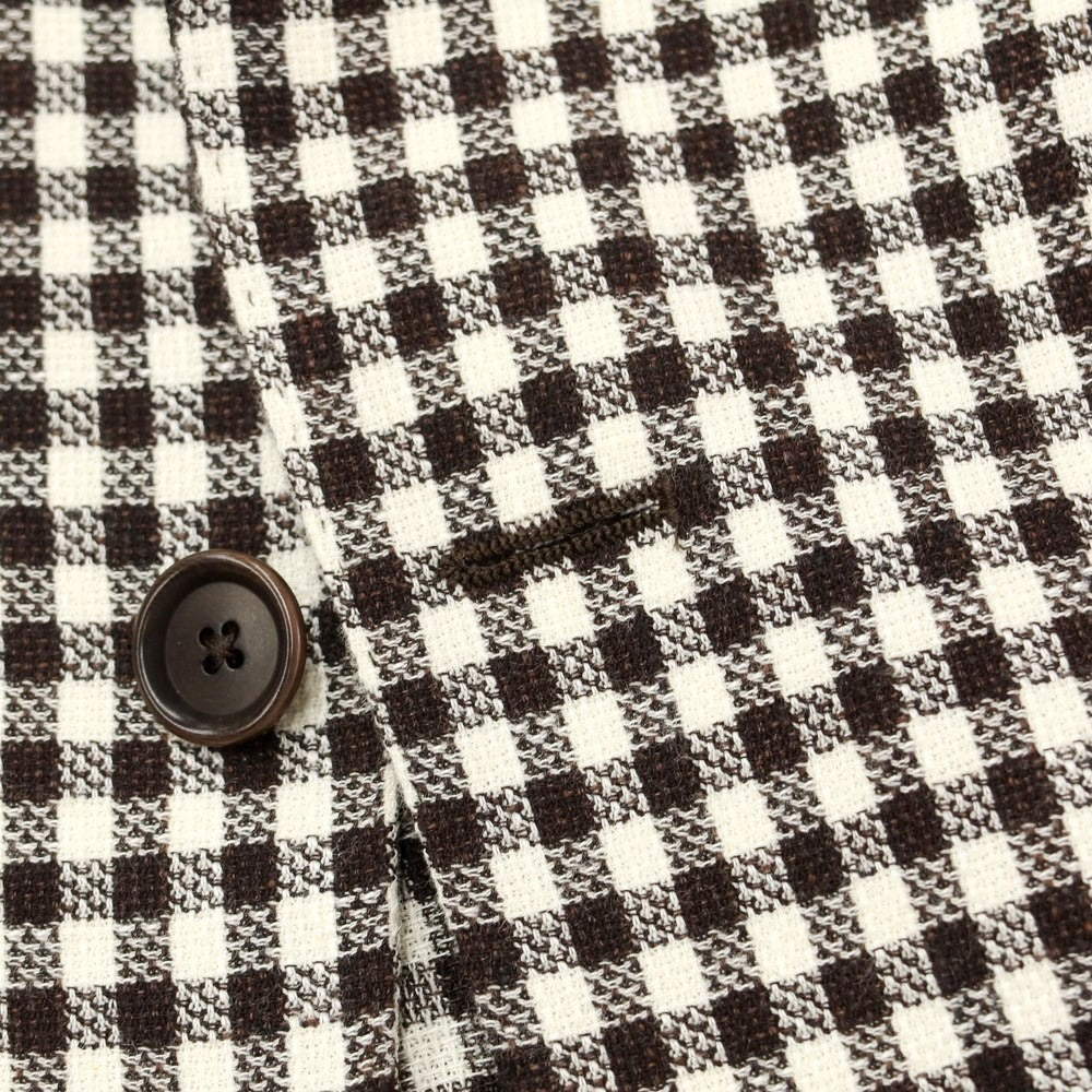 [Used] DE PETRILLO Wool cotton check 3B tailored jacket brown x white [Size 46] [BRW] [S/S] [Condition rank B] [Men&