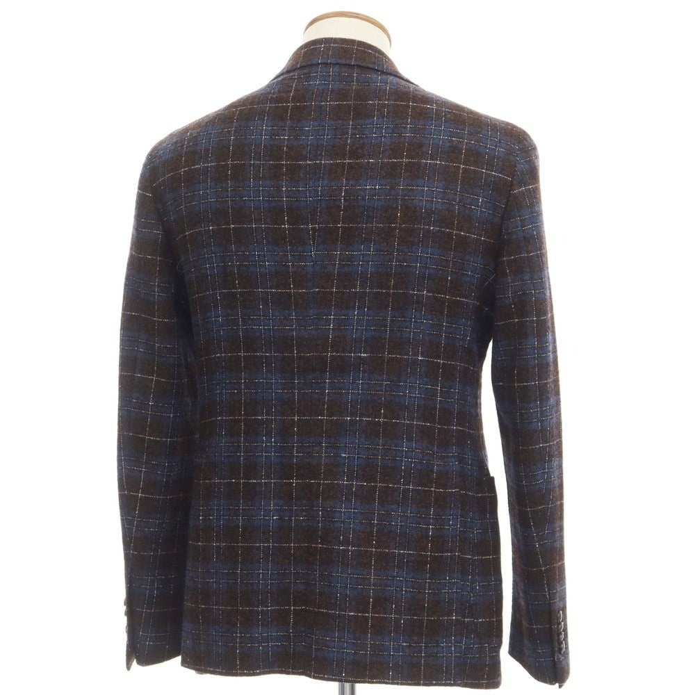 [Used] TAGLIATORE Alpaca wool check 2B tailored jacket brown x dark blue [Size 48] [BRW] [A/W] [Condition rank A] [Men&