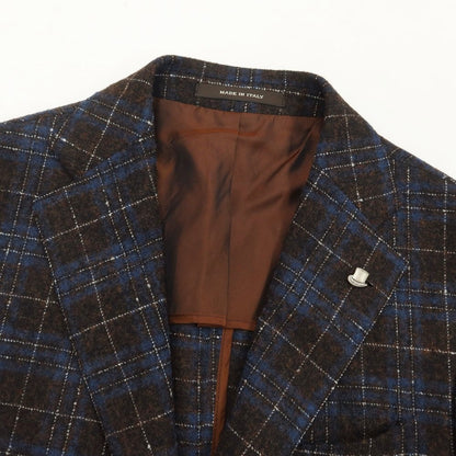 [Used] TAGLIATORE Alpaca wool check 2B tailored jacket brown x dark blue [Size 48] [BRW] [A/W] [Condition rank A] [Men&