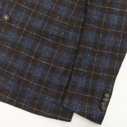 [Used] TAGLIATORE Alpaca wool check 2B tailored jacket brown x dark blue [Size 48] [BRW] [A/W] [Condition rank A] [Men&