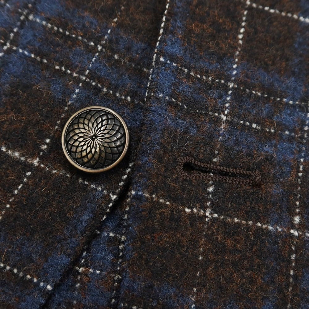 [Used] TAGLIATORE Alpaca wool check 2B tailored jacket brown x dark blue [Size 48] [BRW] [A/W] [Condition rank A] [Men&