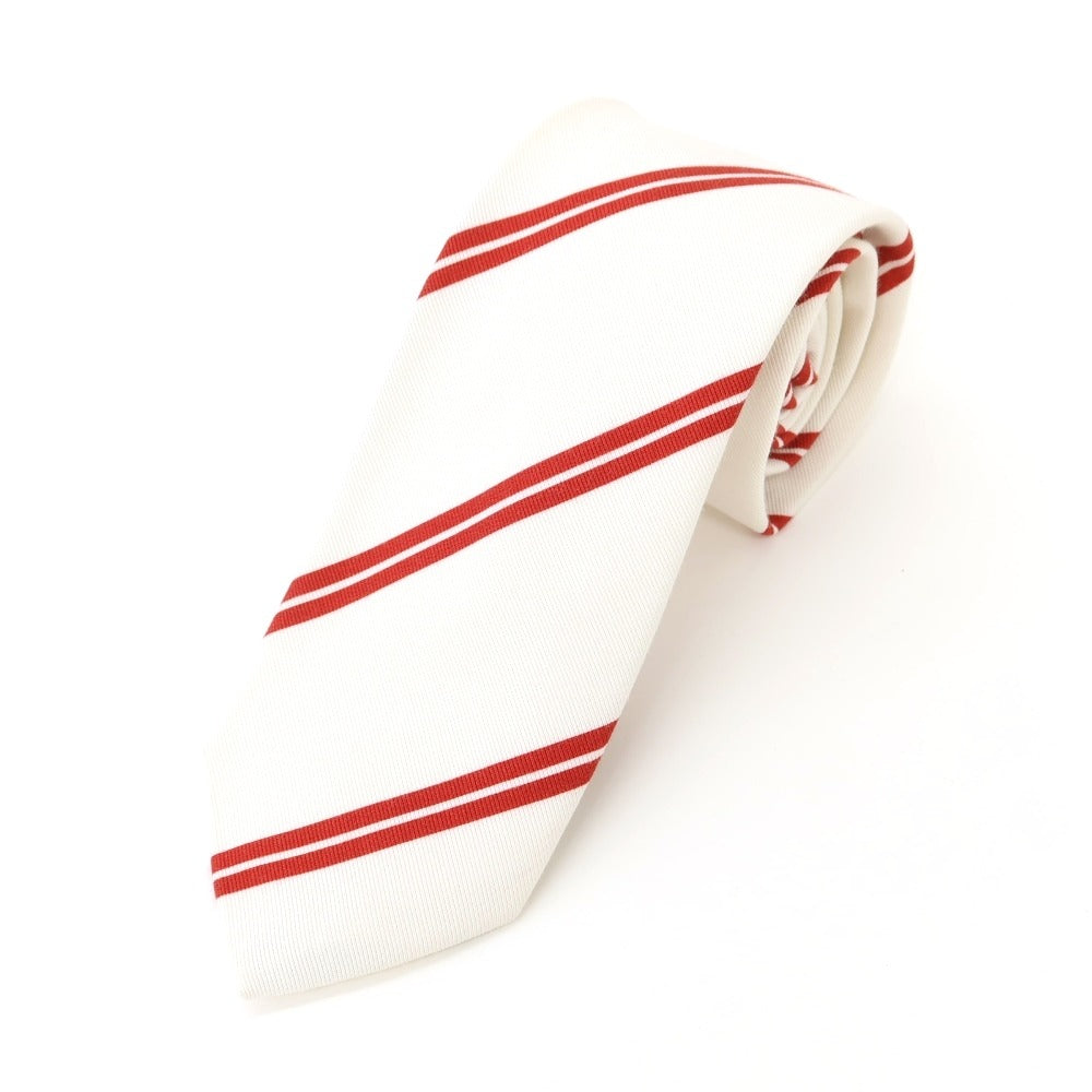 [Used] Franco Minucci striped print tri-fold cotton silk tie, white x red [WHT] [S/S/A/W] [Condition: B] [Men&