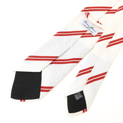 [Used] Franco Minucci striped print tri-fold cotton silk tie, white x red [WHT] [S/S/A/W] [Condition: B] [Men&