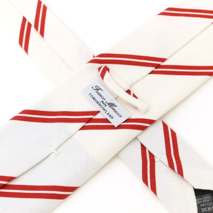 [Used] Franco Minucci striped print tri-fold cotton silk tie, white x red [WHT] [S/S/A/W] [Condition: B] [Men&