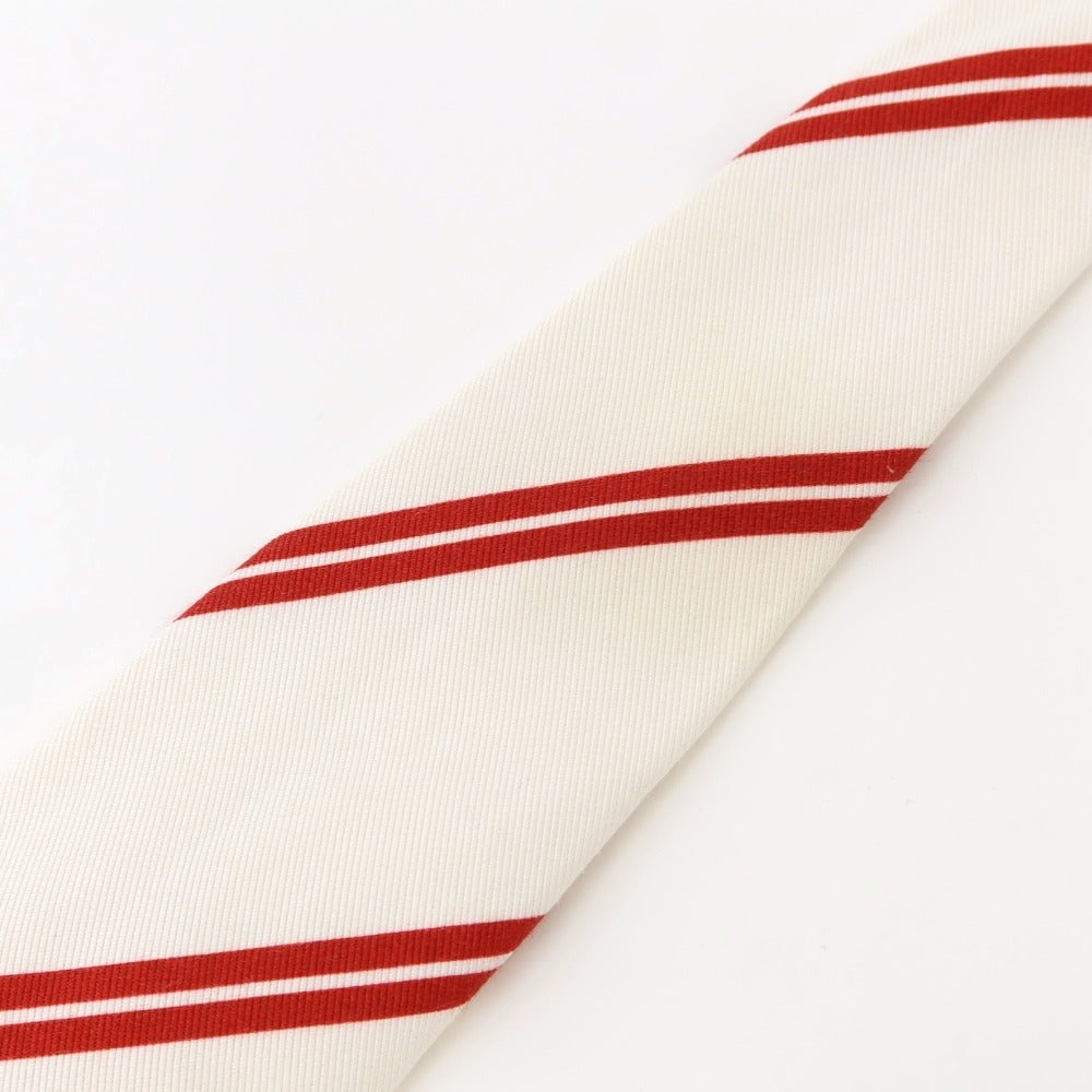 [Used] Franco Minucci striped print tri-fold cotton silk tie, white x red [WHT] [S/S/A/W] [Condition: B] [Men&