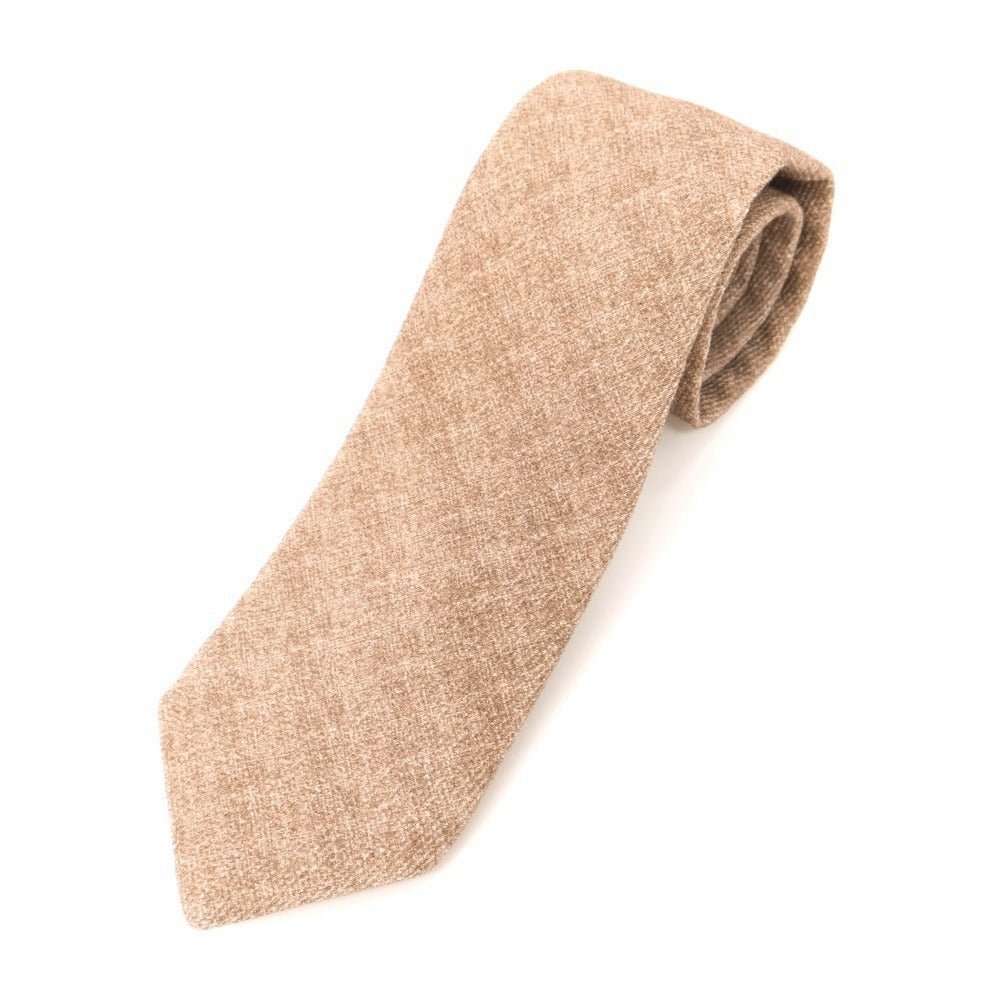 [Used] Luigi Borrelli printed tri-fold cotton tie in pink brown [BRW] [S/S/A/W] [Condition: B] [Men&